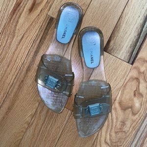 Chanel clear sandal flops size 39 insole 10 1/8